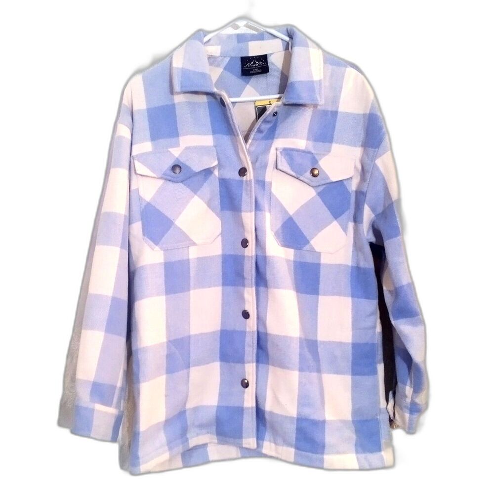 HFX Women's Lavender Pink Buffalo Plaid Fleece Shacket NWT Size Small